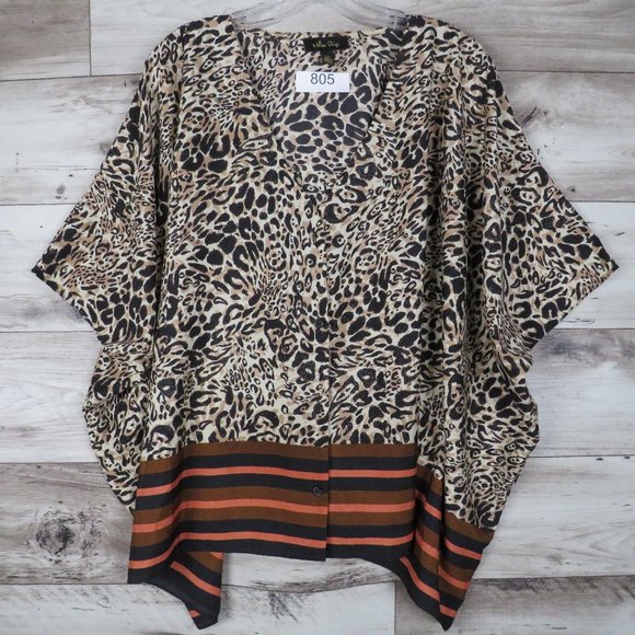 Melissa Page* Women's Tunic Button Down Straight Hem V-Neck Blouse~ Size‎ S/M - Picture 1 of 12